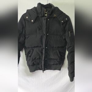 American Eagle Outfitters Vintage Y2K Black Puffer Fur Hood Jacket Women's Small